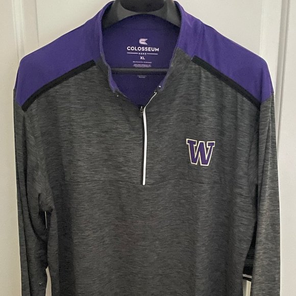Colosseum L Charcoal Washington Huskies LS 1/4 Zip Windshirt Jacket